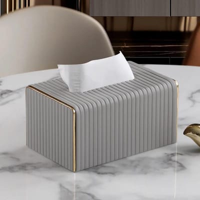Exquise Streep Tissuebox Europese Stijl Hoge Kwaliteit Faux Leer Servethouder Papier Opbergcontainer voor Woonkamer Hotel