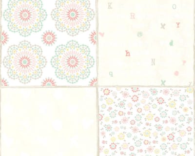 PATCHWORK TEGEL BEHANG - Creme Roze Wit - AS Creation COZZ