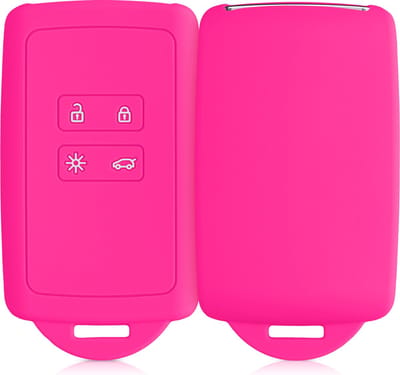 kwmobile autosleutelhoes geschikt voor Renault 4-knops Smartkey autosleutel (alleen Keyless Go) - Siliconenhoes in neon roze - Sleutelcover