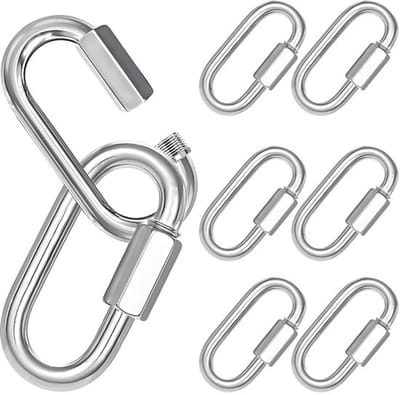 8 Stuks - Schroef Connectoren - M6 - Karabijnhaak - Sleutelring - Voor Camping, Klimmen, Wandelen - Met Noodslot - Snel Ketting Connectoren - Karabijnhaken - Klimmen Hook - Zilver