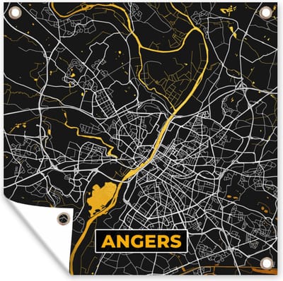 Tuin poster Angers – Plattegrond – Frankrijk – Kaart – Stadskaart - 200x200 cm - Tuindoek