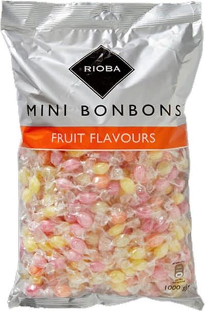 RIOBA Mini bonbons fruit flavours / Mini fruitzuurtjes diverse smaken 1000 gram