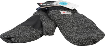 P&T Heren Wanten - Gebreid met Fleece Binnenin - Maat 10 Extra Large - Zwart/Grijs