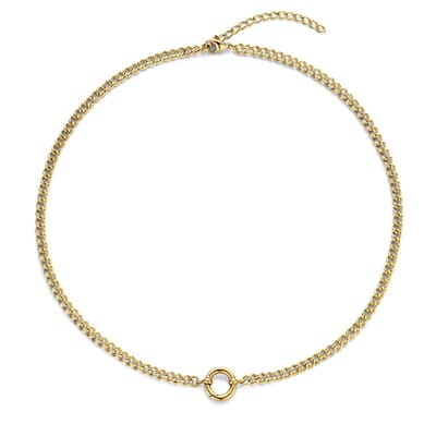 CO88 Collection 8CN-26404 Gourmette Ketting met Ronde Karabijnring - 12mm - 40+5cm - 4mm Breed - Staal - Goudkleurig
