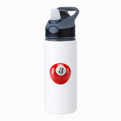 Hacebo® - Biljarten waterfles met rietje zwart - Biljart - Biljarters - Snooker - poolen - nummer 3 - biljartbal - water fles - 650ML