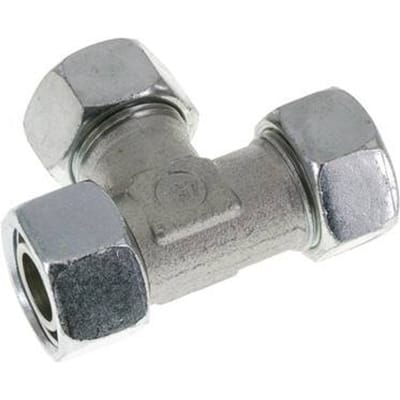 22L Zink Geplateerd Staal Haakse T-stuk Snijdende Fitting met Wartel 160 bar NBR Verstelbaar ISO 8434-1