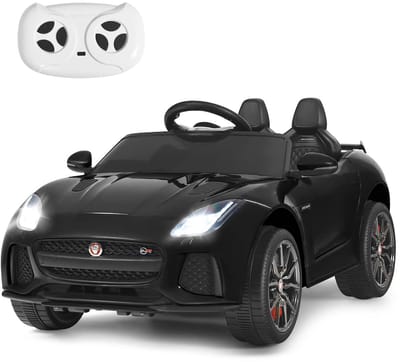 COSTWAY 12V Jaguar F-Type SVR Kinderauto op Batterij Aangedreven Auto met Afstandsbediening Schokabsorberende Wielen Zwart