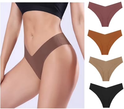 Set van 4 Naadloze Dames Slips – V-Model Onderbroeken - Maat M – Comfortabel & Onzichtbaar Onderkleding