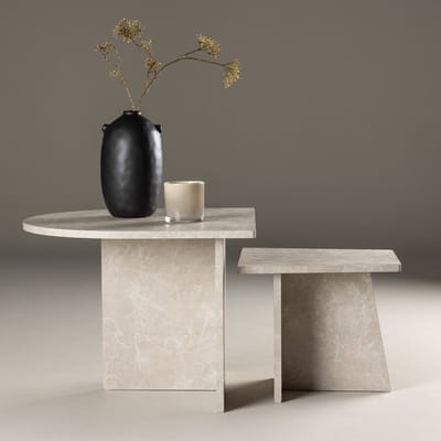 Fjôrd Salontafel Sala 60x60cm en 40x40cm Marmerlook