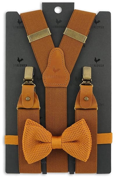 Sir Redman - Bretels met strik - bretels combi pack Correy Cognac - cognac