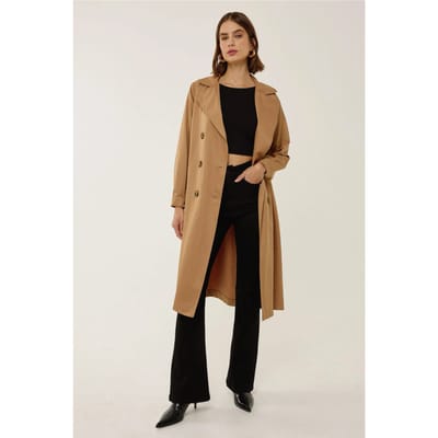Dubbelzijdig Gordijn Trenchcoat met Ceintuur