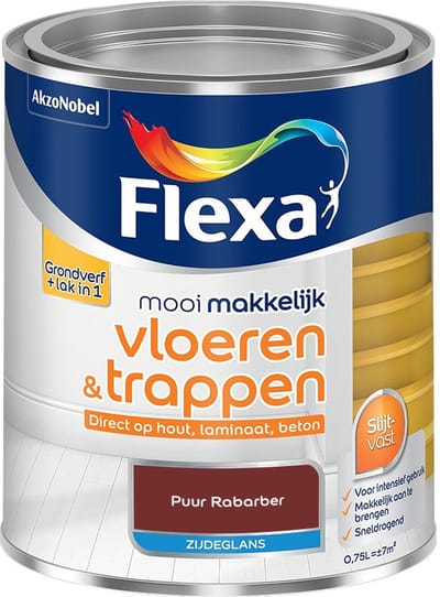 Flexa - Mooi Makkelijk Vloeren & Trappen Zijdeglans - Puur Rabarber - Mengverf - 750 Ml