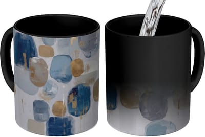 Magische Mok - Foto op Warmte Mokken - Koffiemok - Abstract - Goud - Vormen - Magic Mok - Beker - 350 ML - Theemok