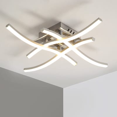 Riserva LED Plafondlamp Modern - 24W - 2700 lm - Neutraal Wit - Zilver - 4-Lichts Plafonnière voor Woonkamer, Slaapkamer, Keuken en Eetkamer