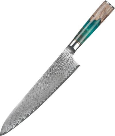 House of Husk Professioneel Koksmes 33cm - 20cm Lemmet - Chef Mes - Keukenmes - 67 Lagen Damascus Staal - Koolstof Chroom Kern - 60+2HRC