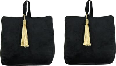 Mars & More Deurstopper - 2x - fluweel - zwart kleurig - 17 x 10 x 18 cm - voor binnen deuren