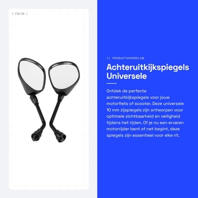 Dailygoods- Achteruitkijkspiegels Universeel - Motorfietsen - 10 mm - Montagepakket - Slagvast - Hoogwaardige Kunststof/Metaal - Motorfiets Spiegels