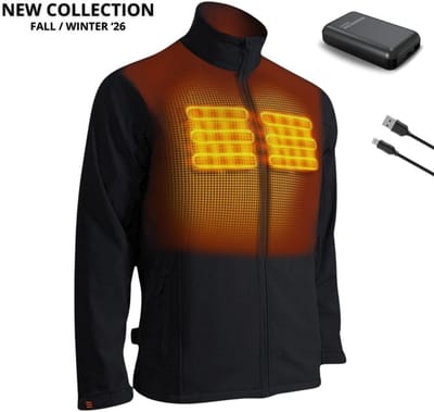 Verwarmde Jas voor Heren - Magnetar Heat VULCAN - Met 13000 mAh powerbank - Softshell - Zwart
