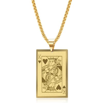 Pendentifs en Acier Titane Carte de Poker Pique A Pique K Transport Cartes Tendance beige