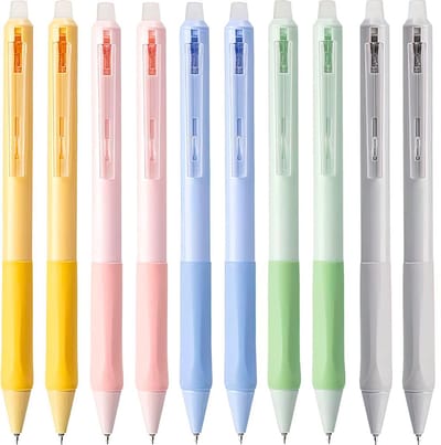 Ainy Original Colours uitwisbare pen set | 10 uitgumbare pennen voor etui , pennenzak of pennenbak | Zwartgrijs inkt | Ergonomische soft grip | Ideale kantoor accessoires balpennen | Uitgumbare gelpennen schrijfwarenset voor kinderen en volwassenen