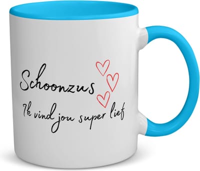 Akyol - schoonzus ik vind jou super lief koffiemok - theemok - blauw - Zus - de liefste schoonzus - verjaardag - cadeautje voor zus - zus artikelen - kado - geschenk - 350 ML inhoud