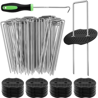 Dailygoods- Grondankers 50 Stuks - Haringen Onkruiddoek - Sluitringen - Roestvrij Staal - Herbruikbaar - Geschikt voor Tuin - Tuinankers
