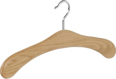 De Kledinghanger Gigant - Garderobehanger - Jassenhanger - 506EH-58 - 24 Stuks - Bruin - Naturel Gelakt - Eikenhout - Chromehaak - 45 cm - Kledinghanger - Kleerhanger (506EH_58_M/24)