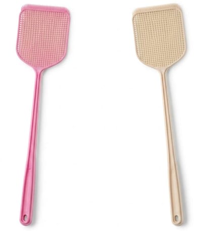 Zenvaro Vliegenmepper -Set 2 stuks- Roze & Beige- Stevig- kunststof- Effectieve- Lichtgewicht- Voor Binnen en Buiten