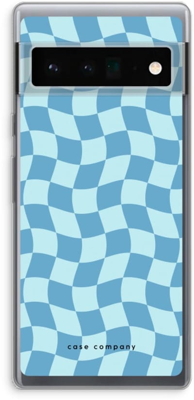 Case Company® - Hoesje geschikt voor Google Pixel 6 Pro hoesje - Grid Blauw - Soft Cover Telefoonhoesje - Bescherming aan alle Kanten en Schermrand