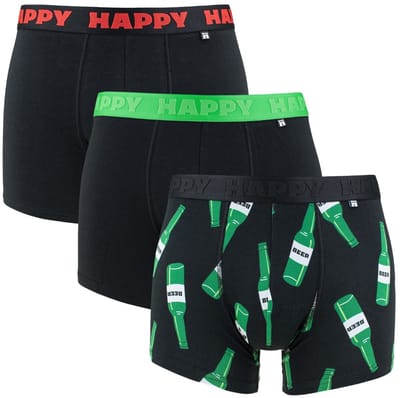 Happy Socks heren 3P boxers beer zwart & groen