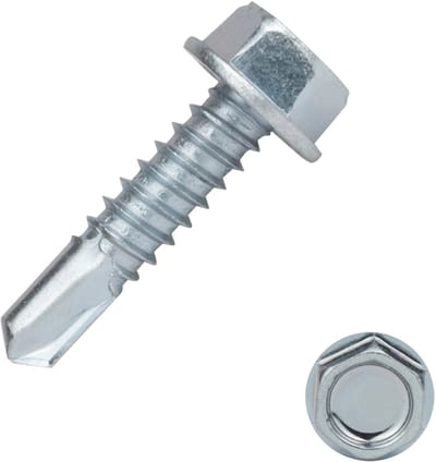Zelfborende schroeven 6,3 x 25 mm Verzinkt Zeskantkop | Doos 200 stuks