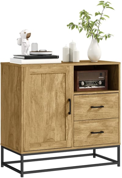 HOMCOM-Dressoir-Spaanplaat-80x40x78cm-Natuurlijk hout