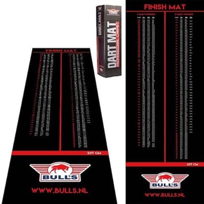 Dart Mat - Vloerbeschermer - Darts Spelen - Met Finish Tabellen - 300 x 60 cm - Zwart