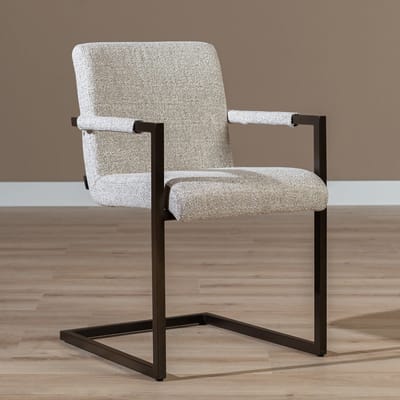 Bronx71® Eetkamerstoel Lio gemêleerde stof off white/bruin - stoel