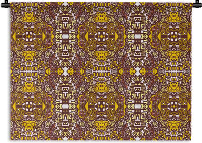 Wandkleed - Wanddoek - Patroon - Azteken - Mexico - 120x90 cm - Wandtapijt