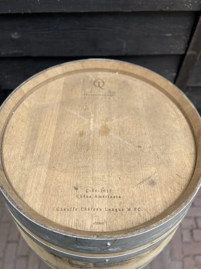 Wijnvat / Regenton 225 Liter (gebruikt) Eikenhout - Deksel Los Met Handvat