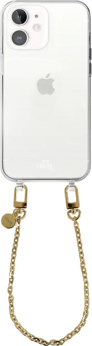 xoxo Wildhearts siliconen hoesje - Geschikt voor iPhone 11 - Dreamy - Telefoonhoesje - Hoesje met koord - Gouden ketting - kort telefoonkoord - Transparant hoesje (korte variant)