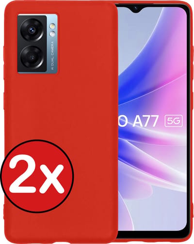 Hoesje - 2 Stuks - Geschikt voor OPPO A77 - Sterk & Shockproof - Telefoonhoes - Back Cover - Case Siliconen - Telefoon Hoes - Rood