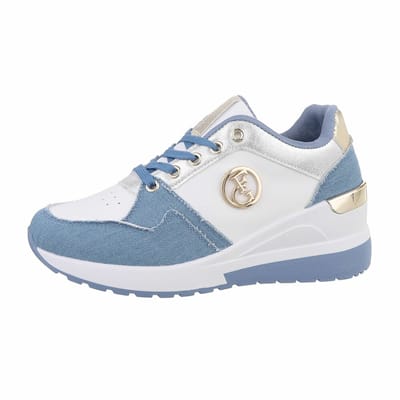 ZoeZo Design - sneakers - nieuwe collectie - voorjaar 2025 - jeans - licht blauw - spijkserstof - ecru - goud - kunstleder - stof - maat 39 - uitneembare zool