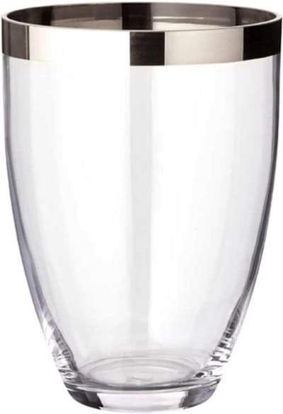 Charlotte Vaas - Handgeblazen Kristalglas Met Platina Rand - Hoogte 24 cm - Luxe Bloemenvaas Voor Sfeervolle Interieurdecoratie