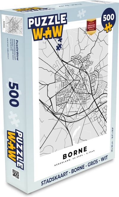 Puzzel Stadskaart - Borne - Grijs - Wit - Legpuzzel - Puzzel 500 stukjes - Plattegrond