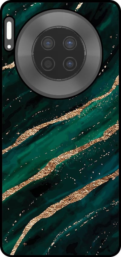 Smartphonica Telefoonhoesje Geschikt voor Huawei Mate 30 met marmer opdruk - TPU backcover case marble design - Groen Goud geschikt voor Huawei Mate 30