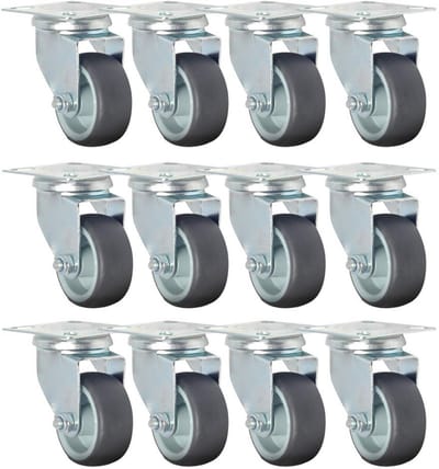 Set van 12 Zware Zwenkwielen Polypropyleen 50 mm - Maximale belasting 50 kg per stuk