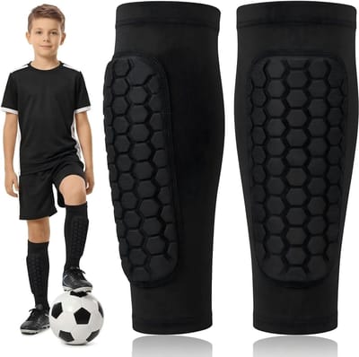 Scheenbeschermers Kinderen - Sportbeschermers Been - Voetbal Training - Ademend Anti-Shock - Maat M - Zwart