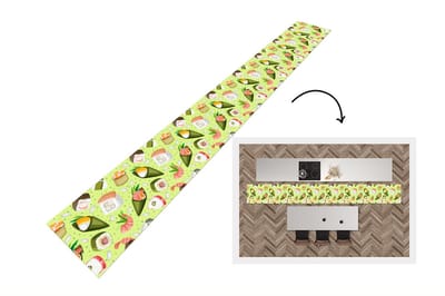 Keukenloper - Keukenmat - Patronen - Sushi - Japan - Groen - 400x50 cm - Keuken vloerkleed