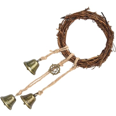 Rieten Ring Windgongen Decoratieve Wandhanger Wijnstok Touw Ring Bel voor Huis Bruiloft Type 1 brown