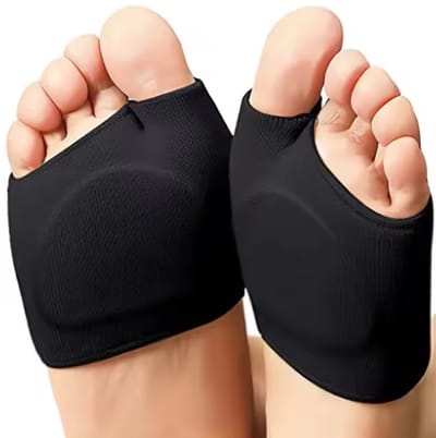 Siliconen Gel Half Inlegzolen Vrouwen mannen Middenvoet Pads Hakken Half Honingraat Ademend Schoen Relief Vochtafvoerende Voorvoet Pad zwart (S)