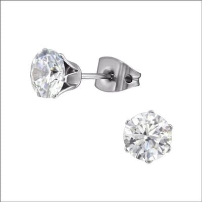 Aramat Jewels | Oorbellen | Zilveren Ronde Oorbellen met Zirkonia | 6mm | |4mm | Titanium | Kinderen, Volwassenen | Verkleurd niet