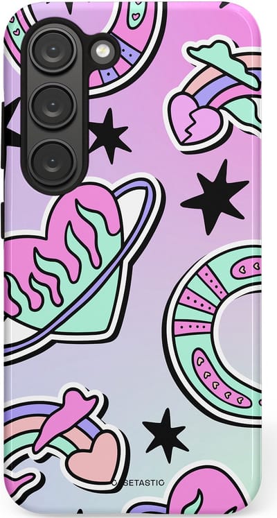 Casetastic Hoesje Geschikt voor Samsung S23 - Stijlvolle Beschermende Duo-layer Case - Paarse Droomwereld
