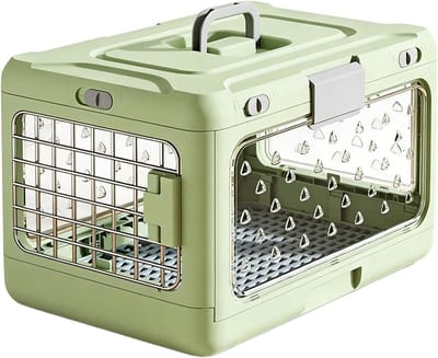 Honden Transportbox - Reisbench Puppy - Veilig Vervoer - Opvouwbaar Gemak - 50x32x31cm - Groen
